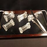 5 anciens porte-couteaux en verre