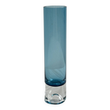 Vase tube rétro bleu translucide, vase soliflore pop.