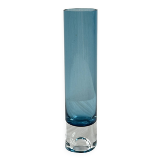 Translucent blue retro tube vase, pop soliflore vase.