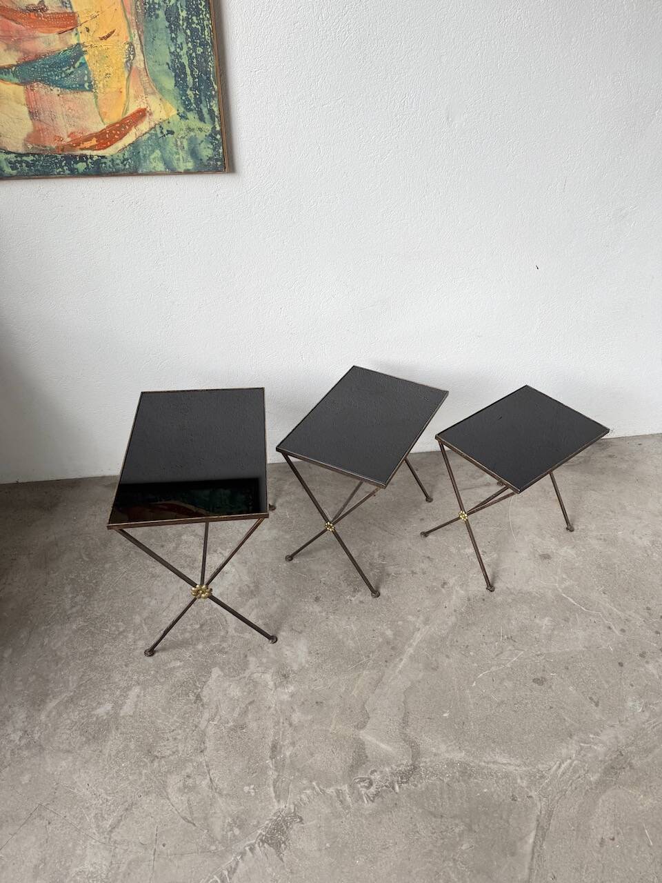 Adnet 1950s nesting tables trio