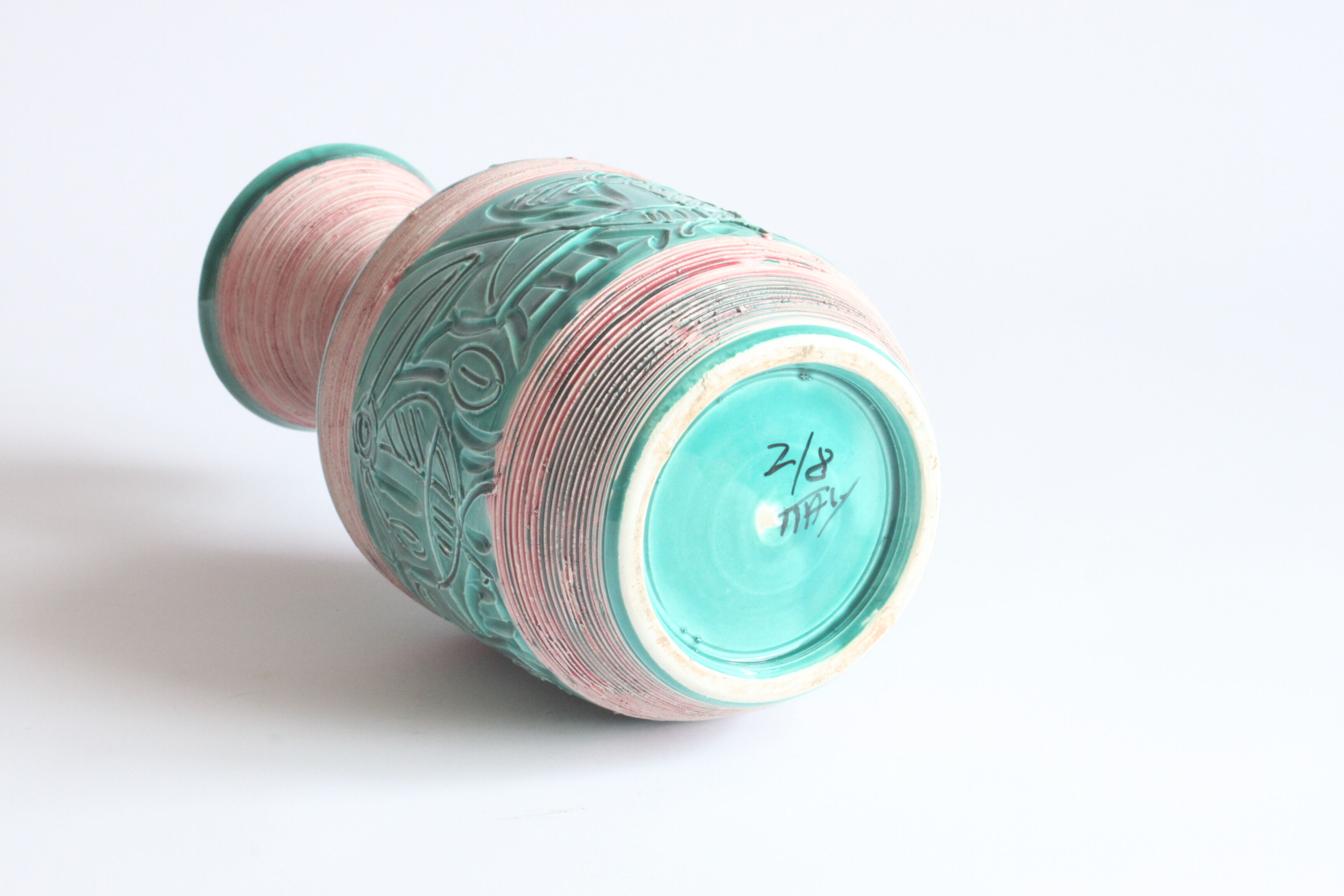 Vase avec pélicans par Fratelli Fianciulacci sgraffito , italie, années 1960