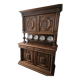 Magnificent buffet/cabinet in two parts, antique Henri II style, solid wood.
