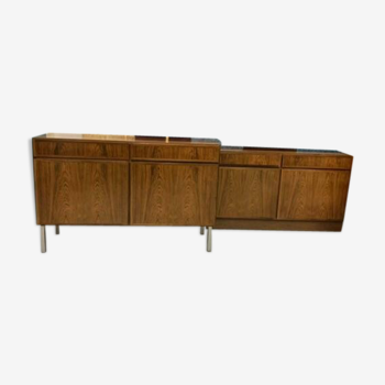 Paire de buffet en bois de rose Omann Jun avec l'intérieur en teck