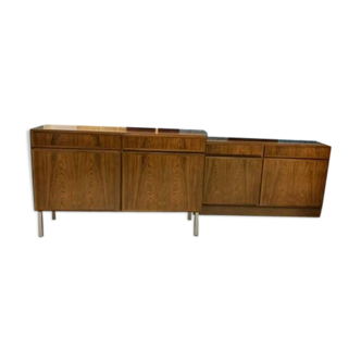 Pair Of Rosewood Omann Jun Sideboards With Teak Interior