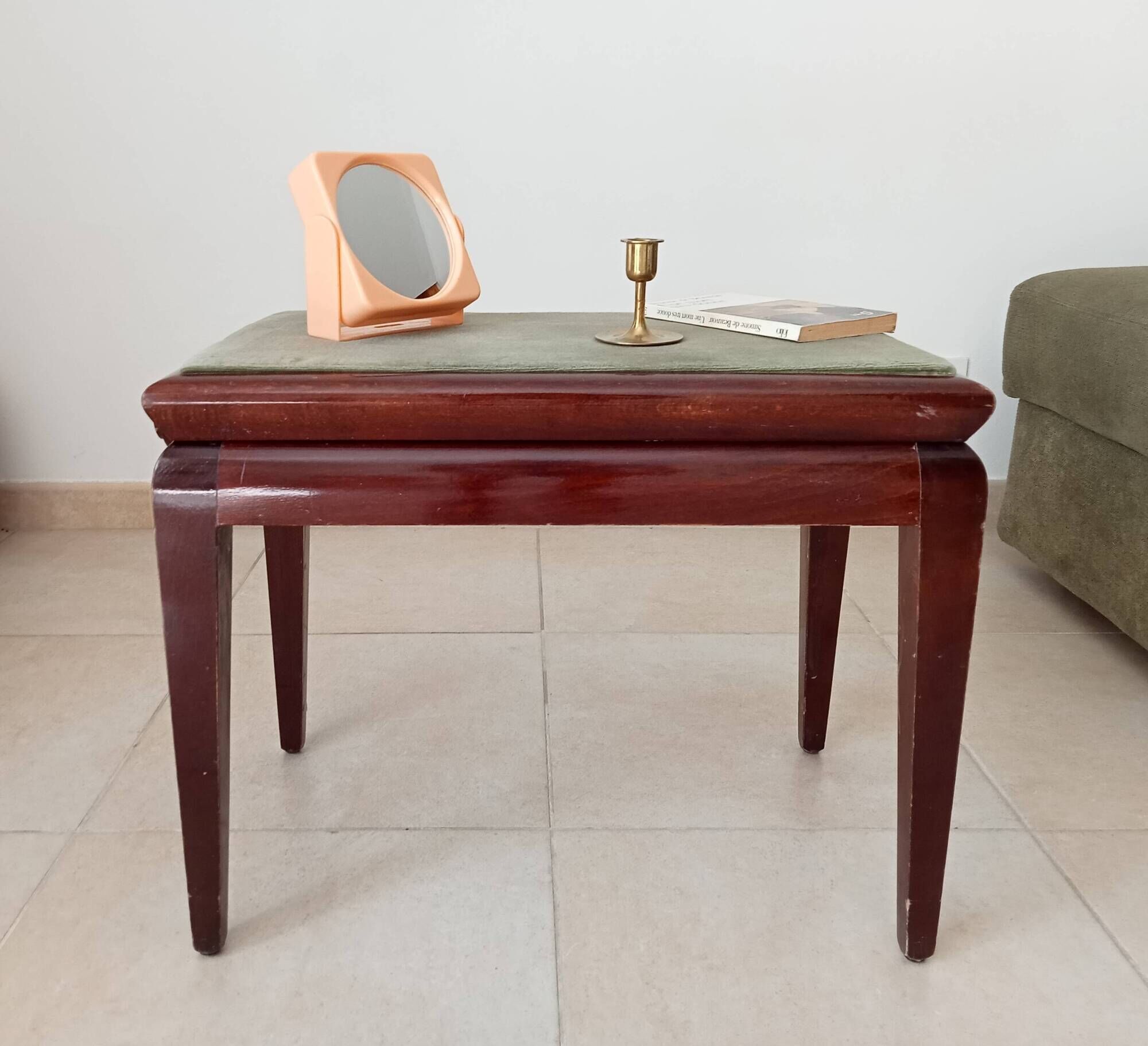 Tabouret de piano vintage en acajou massif années 60
