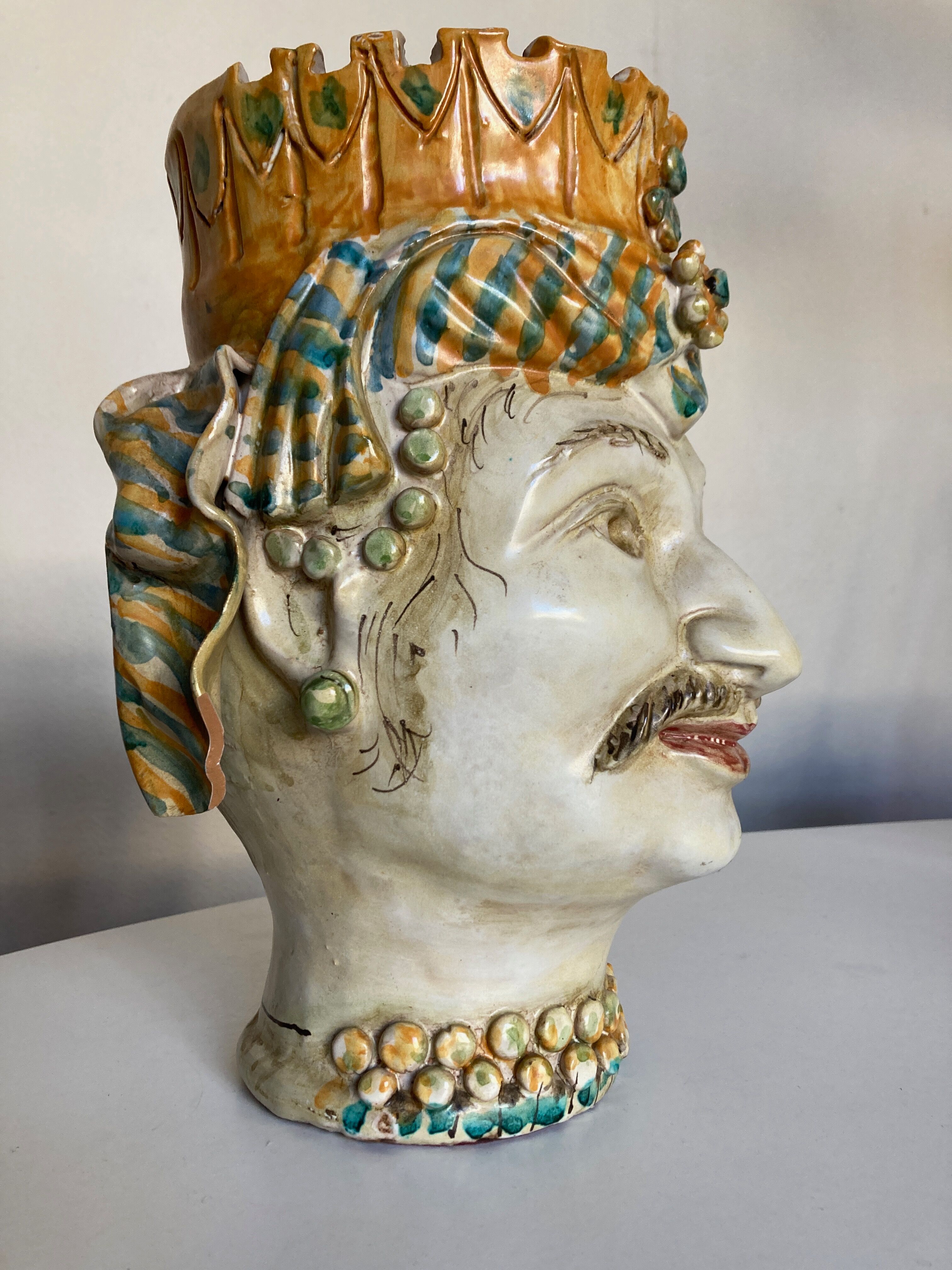 Italian ceramic vase Caltagirone Sicily 1960