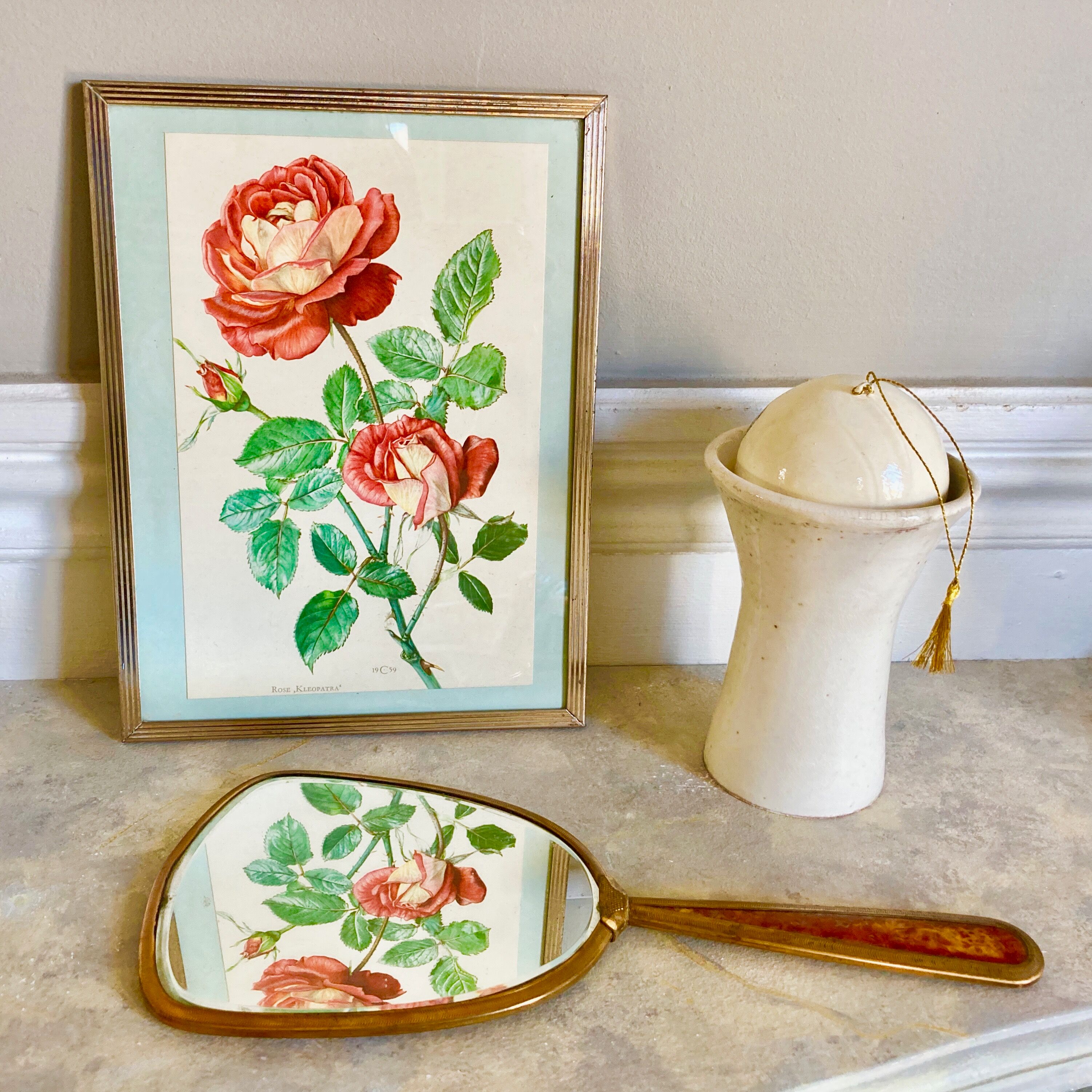 Botanical flower plank framed brass