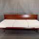 Jitona sobeslav sofa bed in walnut & boucle fabric, vintage czech 1960s