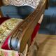 Fauteuil dagobert debut XXe bois sculpte blason neogothique sculpture