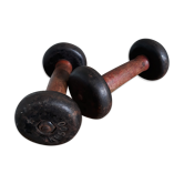 Pair of dumbbells wood and cast iron weight 1.5 kg