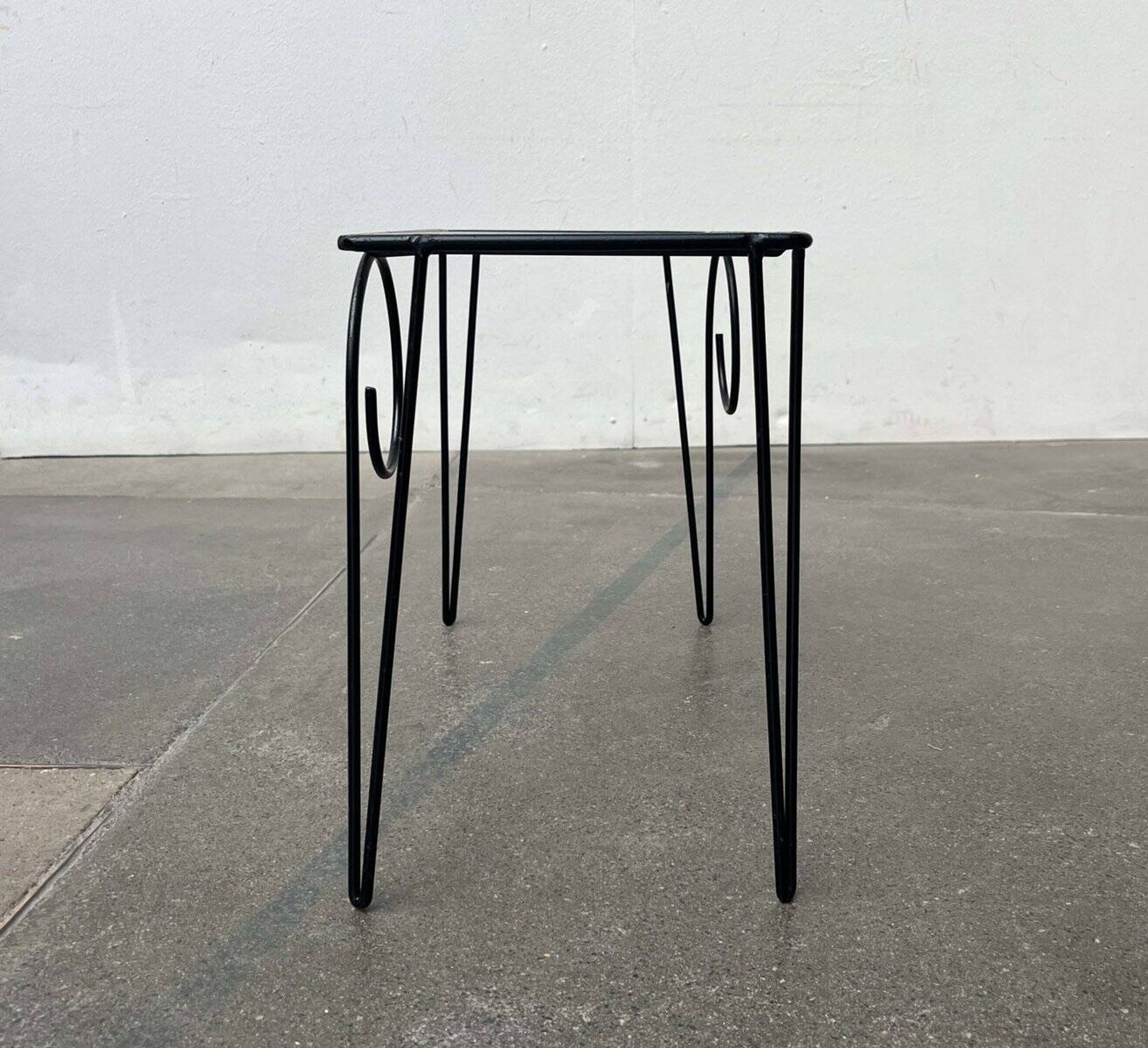 1960s Danish style glass side table String, mid-century.