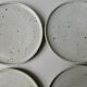 6 dessert plates or starter, sandstone, signed jm Malicorne, 70s