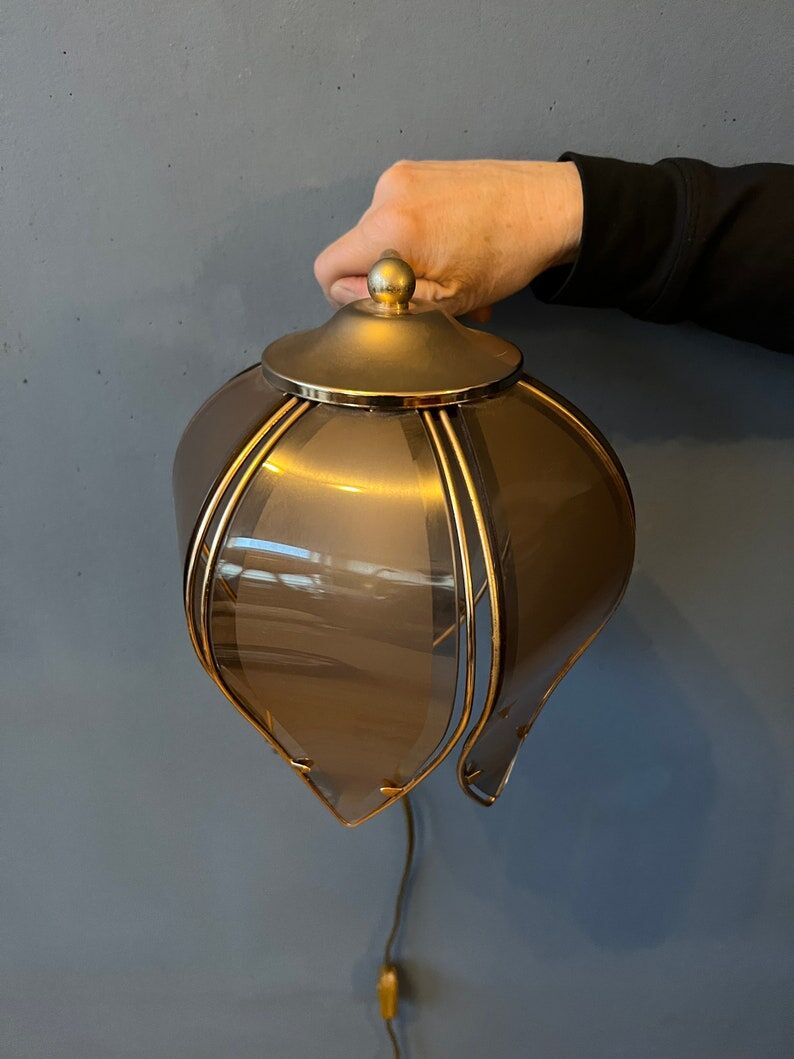 Vintage wall lamp Hollywood Regency Golden Flower