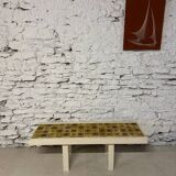 Table basse en bois et céramique vintage