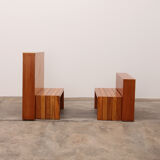 Modular beech set of two room dividers with benches, 1970 Italy