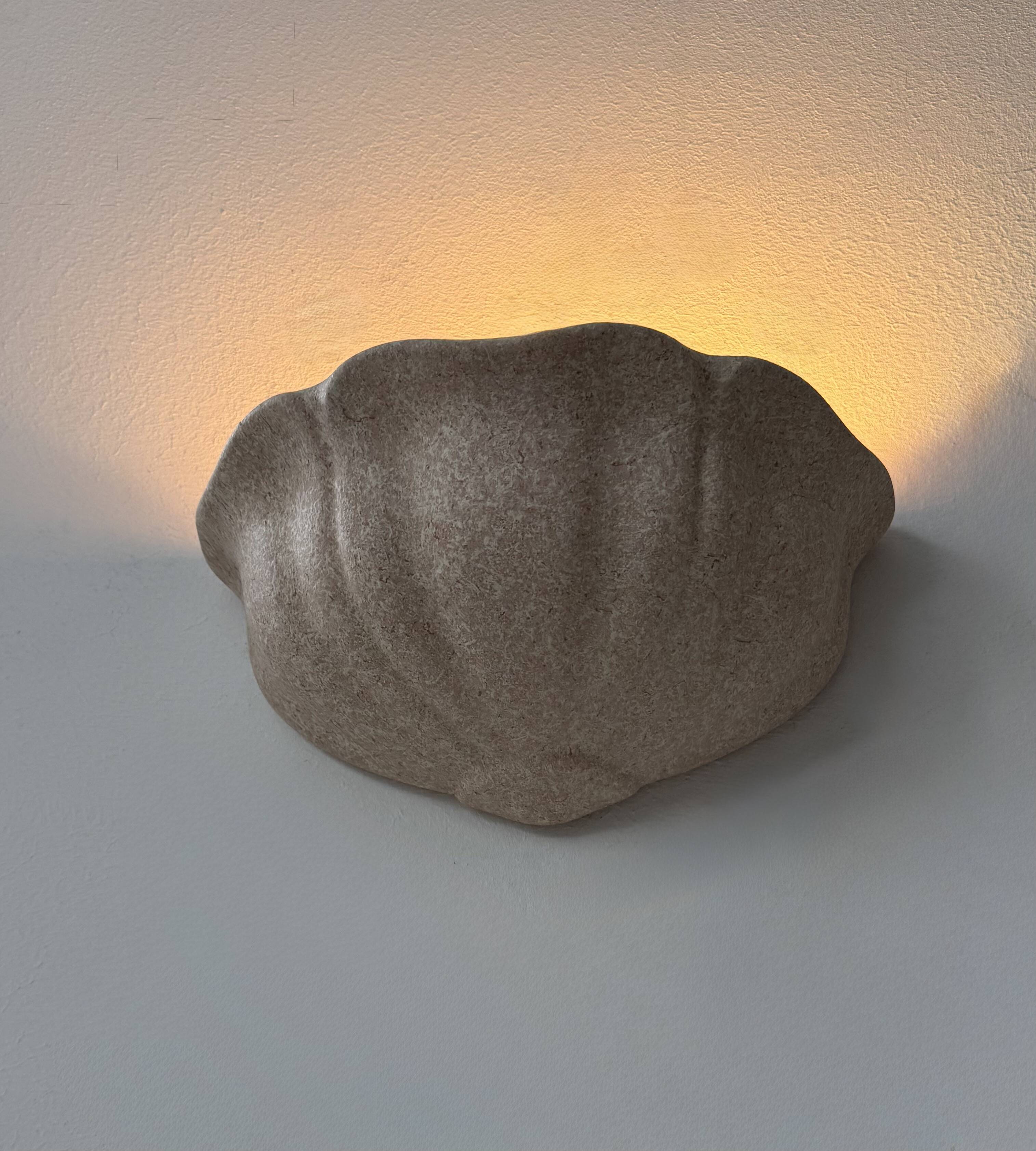 Pair of vintage wall sconces, speckled pink plaster, France, 1970