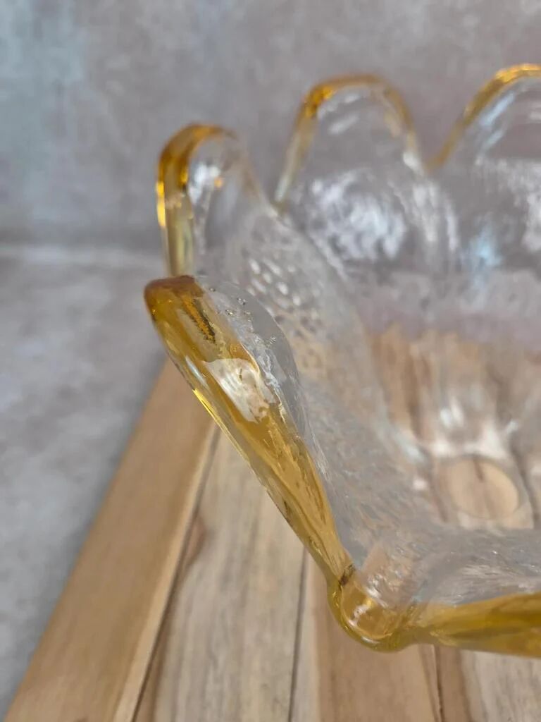 Vintage textured glass pendant attributed to Murano – amber edge – 1970s