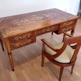 Louis XVI style italian bank desk and bench, 1920s