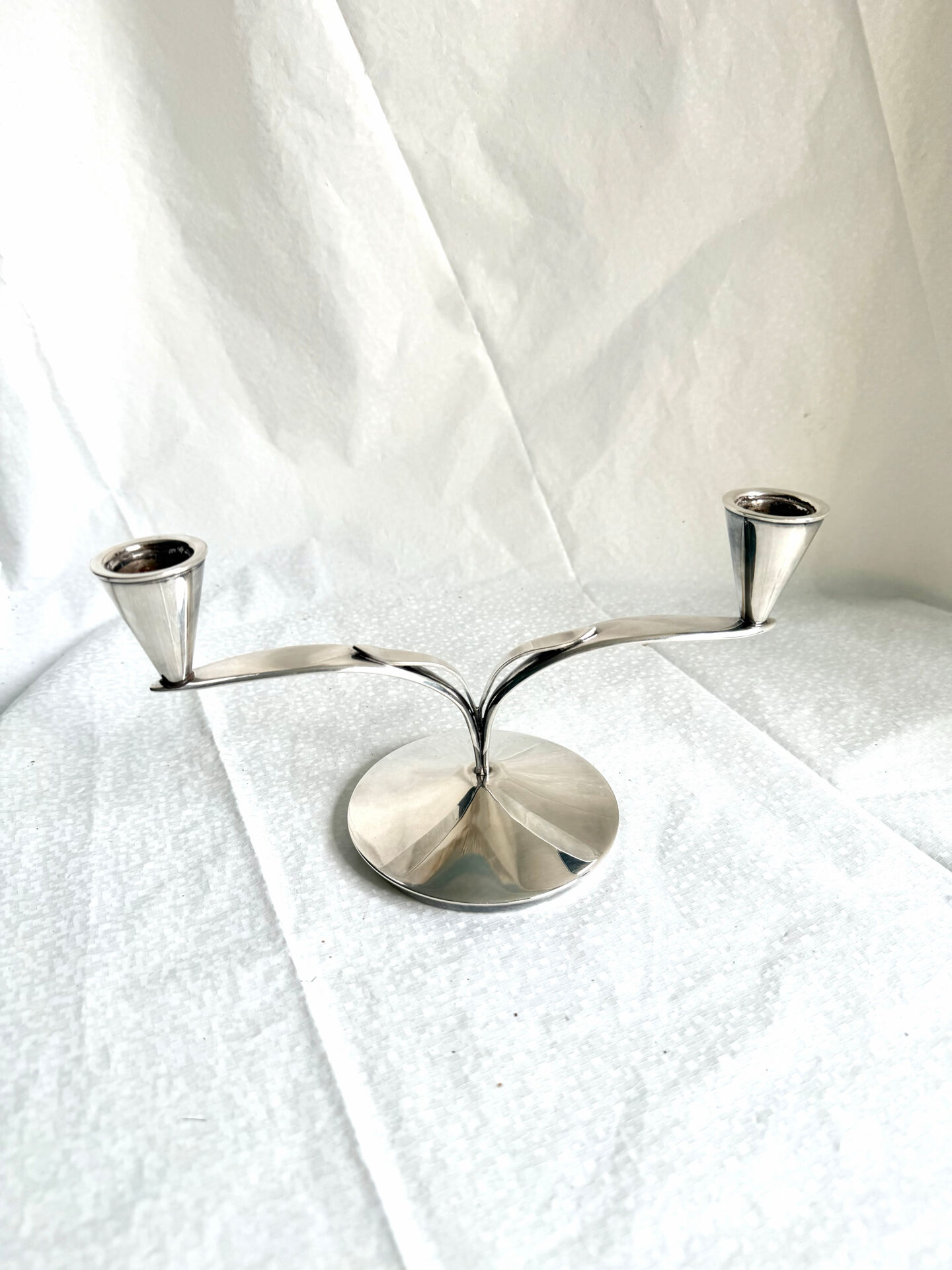 Bougeoir double en argent massif de style Art Déco danois