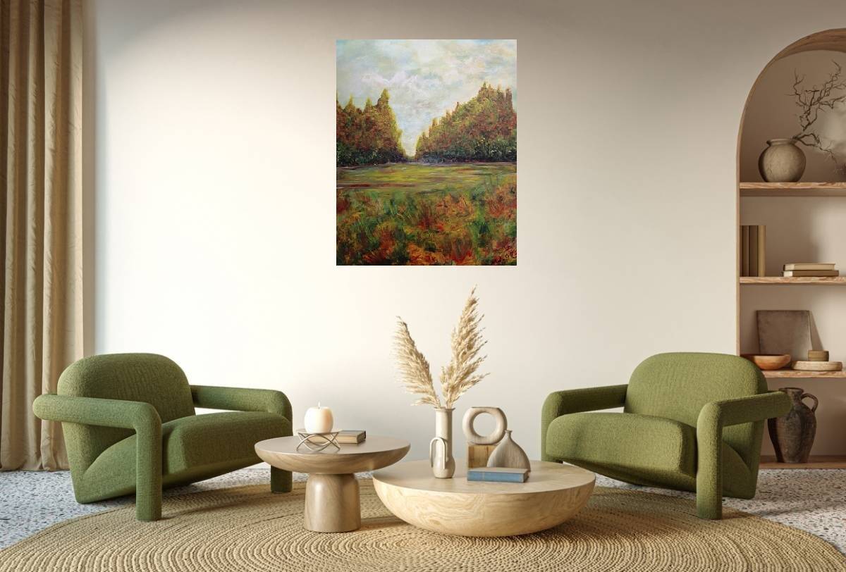 Tableau paysage original signé avec certificat d'authenticité
