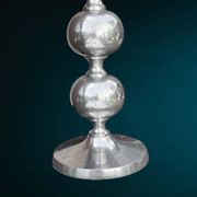 Space Age candlestick in cast aluminium with stacked balls – 1970s