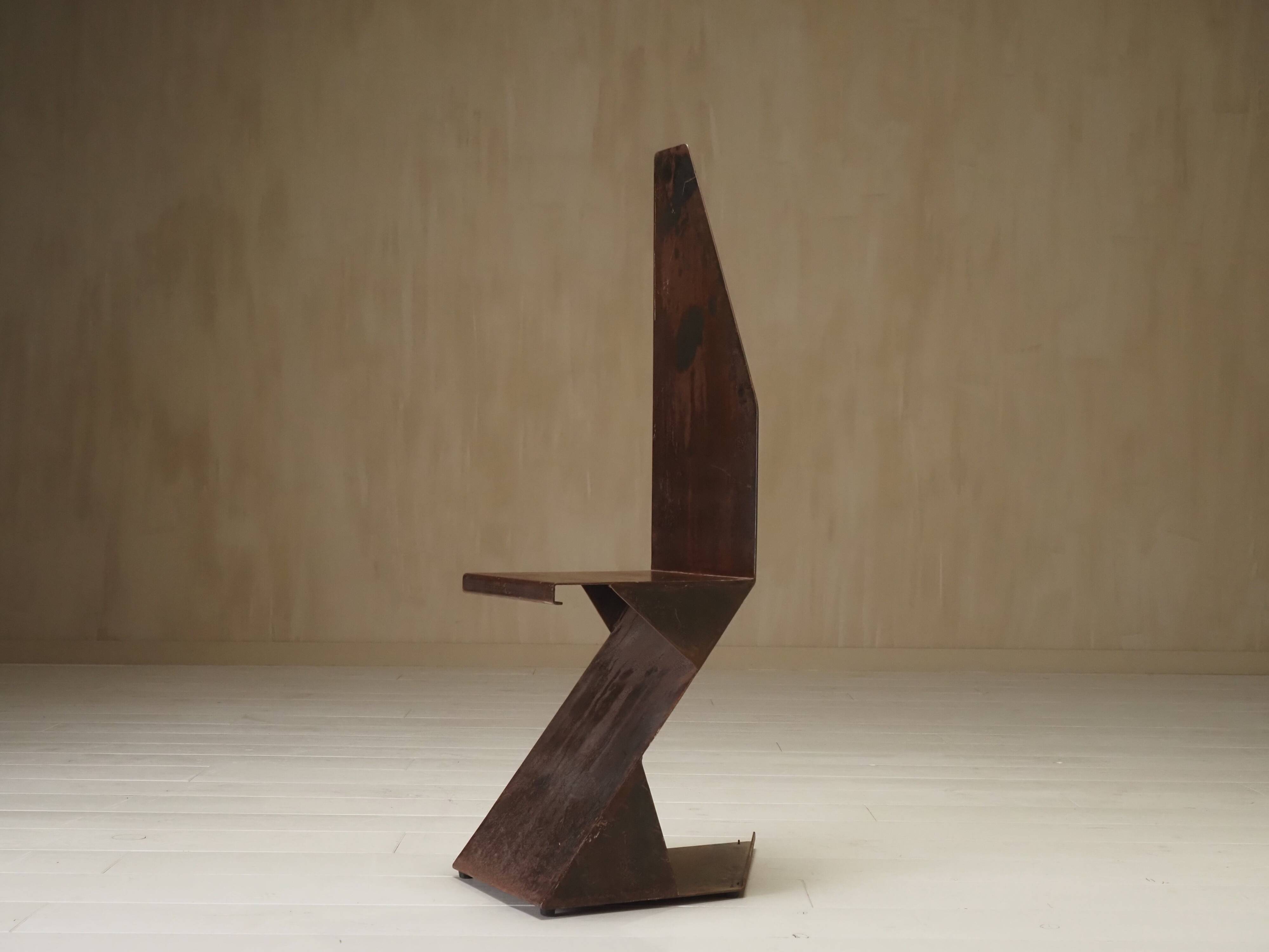 Postmodern sculptural chair in steel, Germany, 1980s