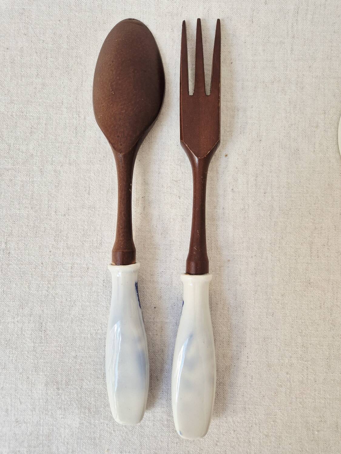 Japanese wooden and ceramic salad service, 1960