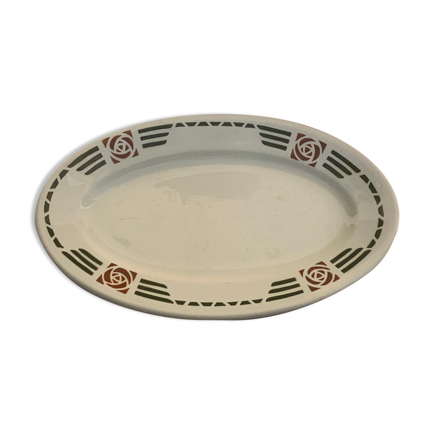 Serving dish in charcoal earthenware model Courbet art deco