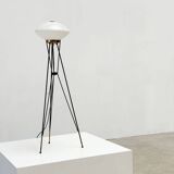 Elegant Italian floor lamp with a white opaline shade.