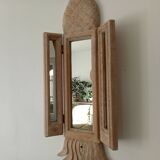 Art Deco triptych mirror Pineapple in carved wood