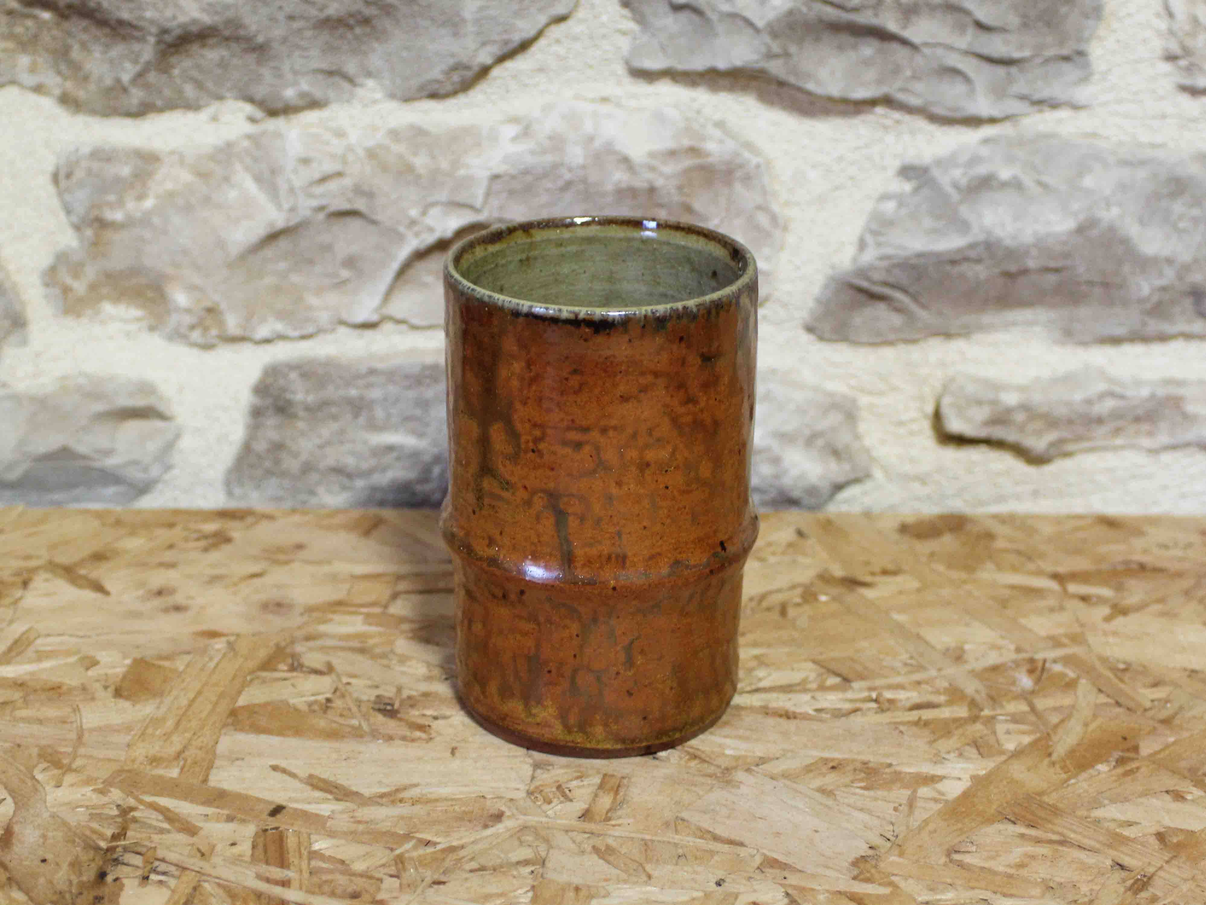 Glazed stoneware cylinder vase by Robert Héraud