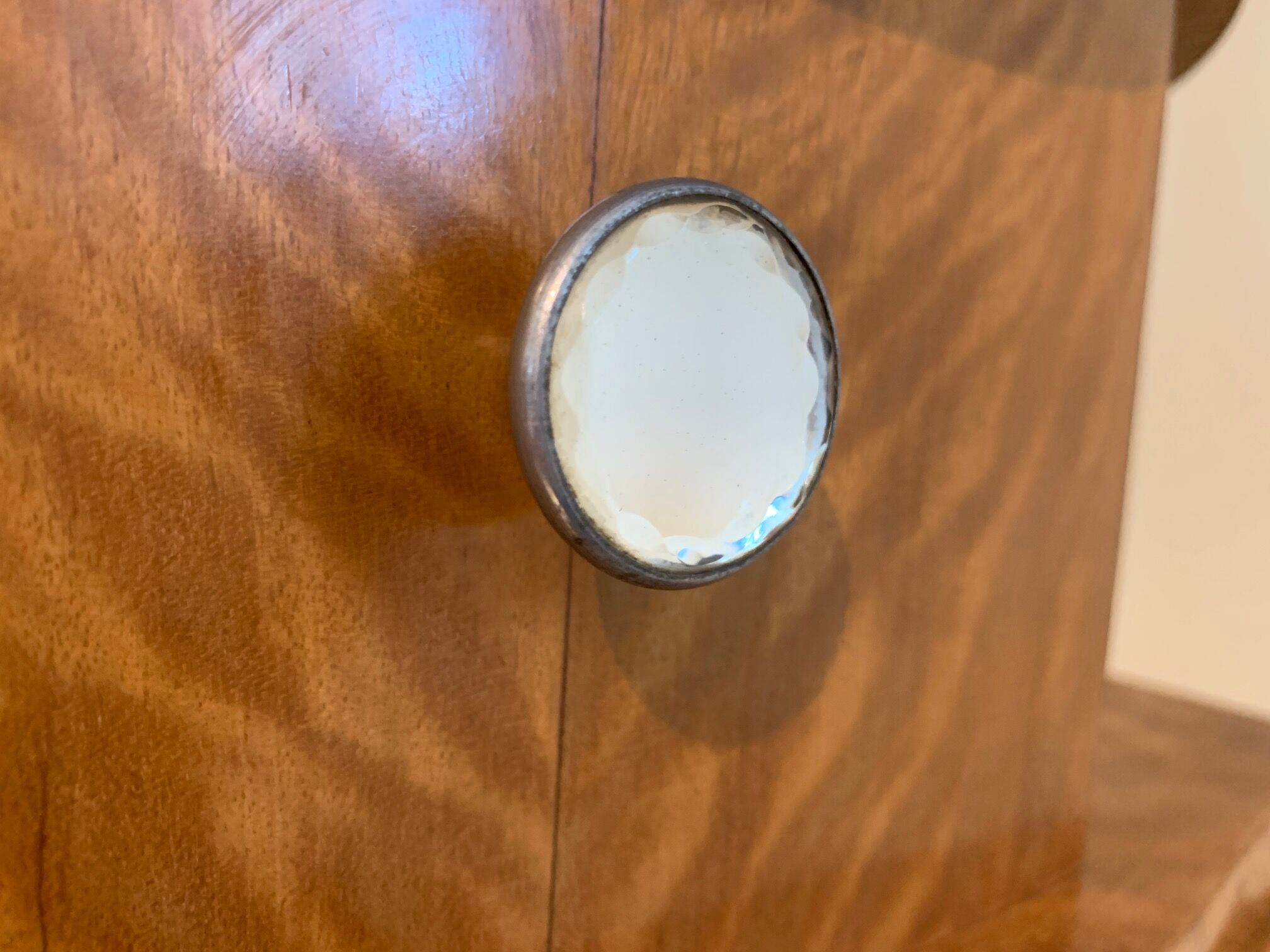 Pair of art deco bedsides in lemon tree magnifying glass