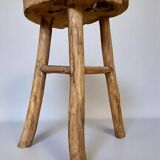 Brutalist wooden stool
