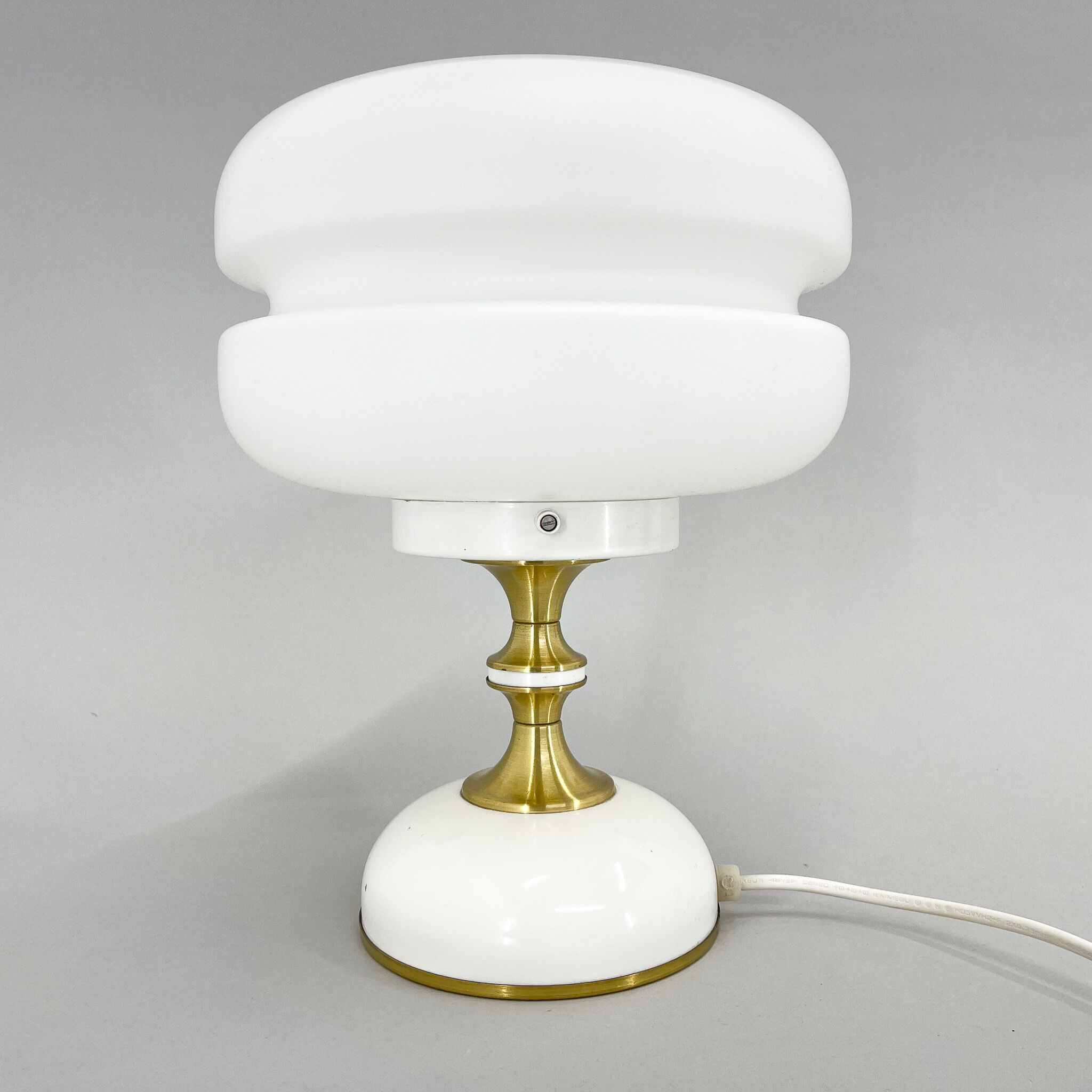 1970's Milk Glass Brass Table Lamp by Napako