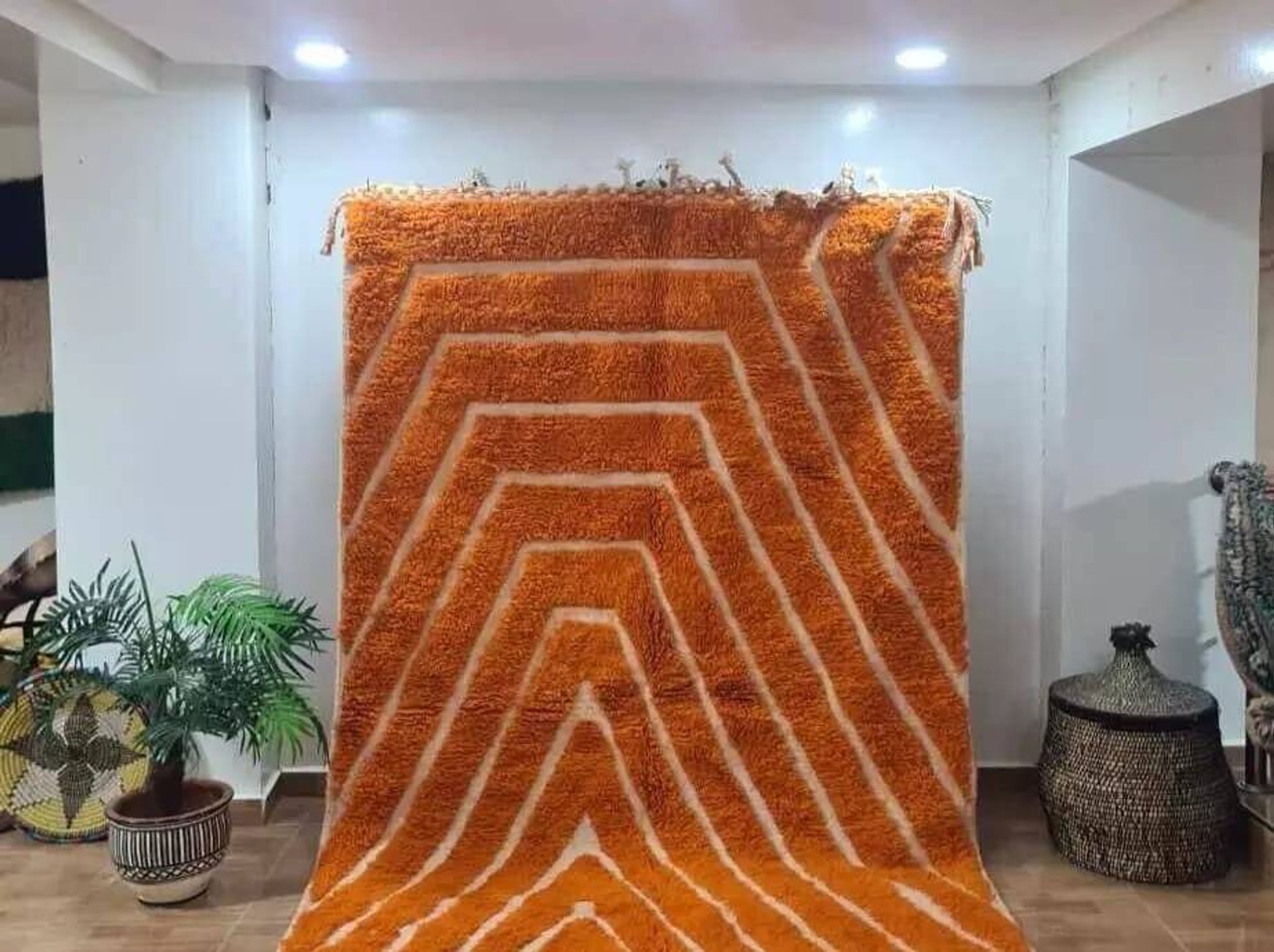 Tapis berbere en laine pure orange