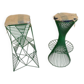 Emerald Green Metal Stools, Italy, Set of 2