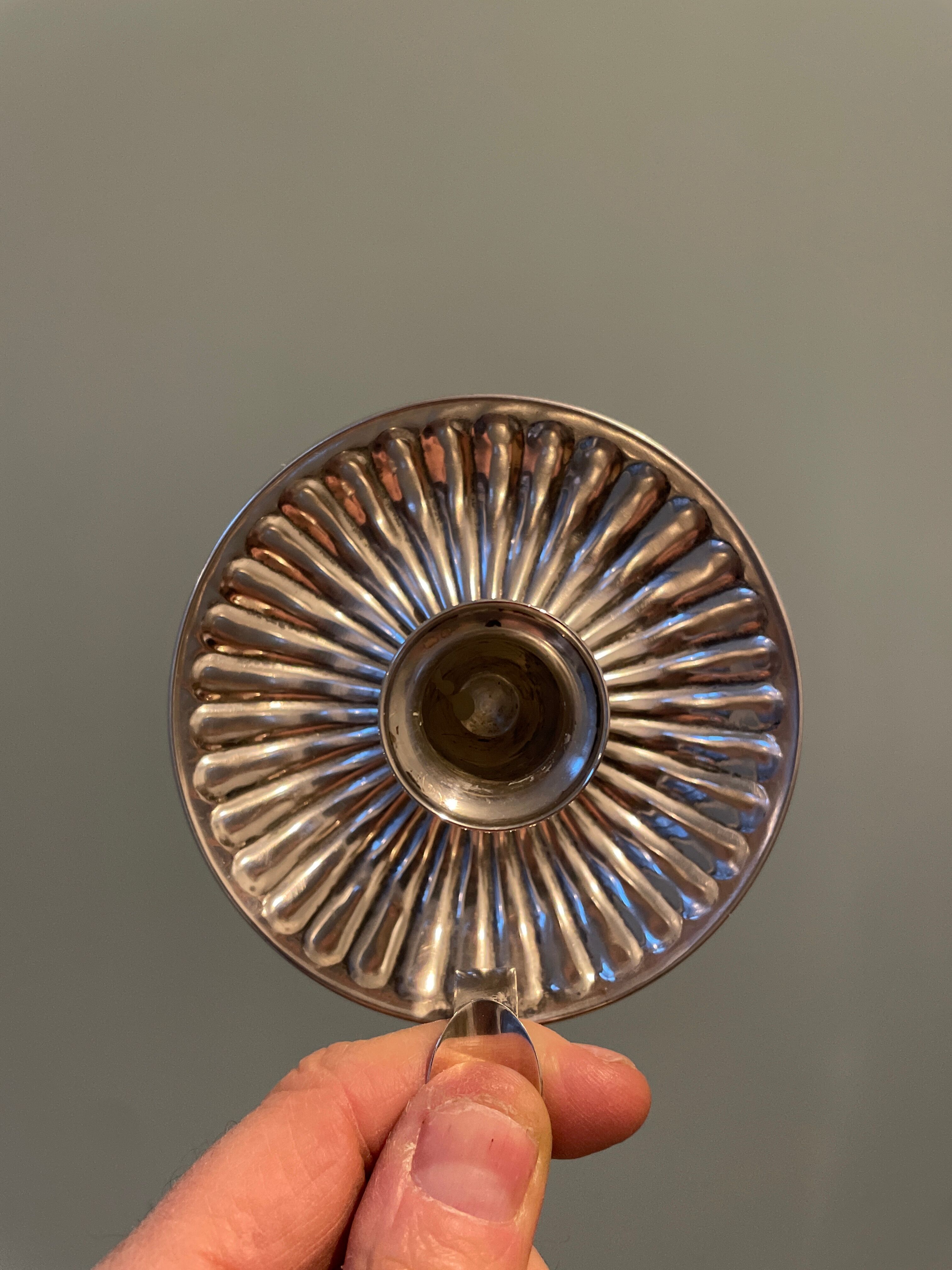 Solid silver hand candle holder