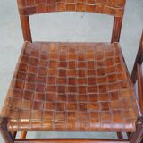 Set of 6 Schuitema dining chairs from the Shaker collection with woven leather seat and backrest