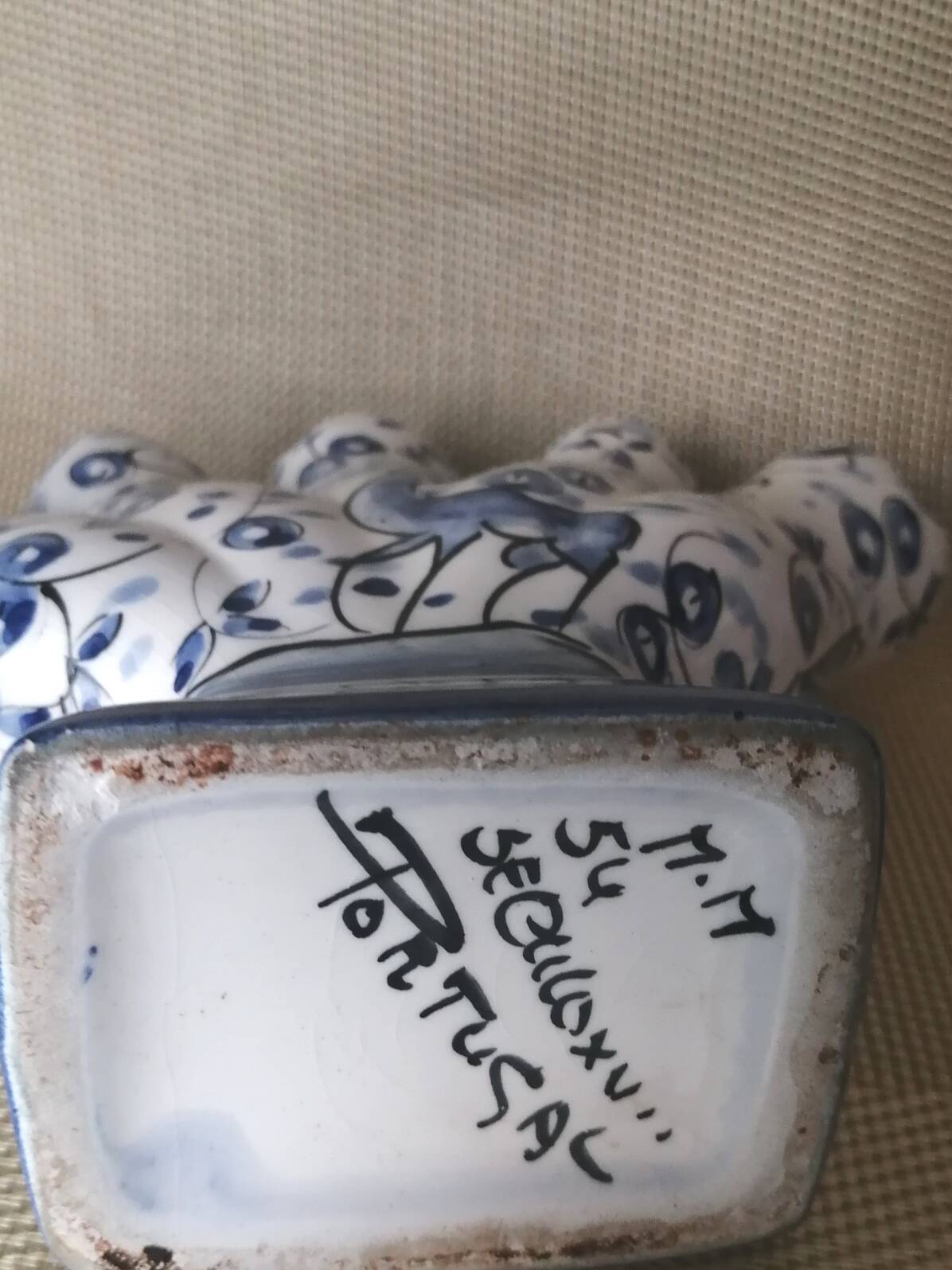 Small flower vase with 5 branches in earthenware from Portugal