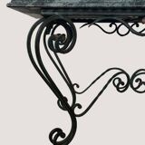 Vintage green marble and wrought iron coffee table