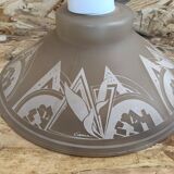 Old pair suspension vianne molded glass + decor + vintage white thread