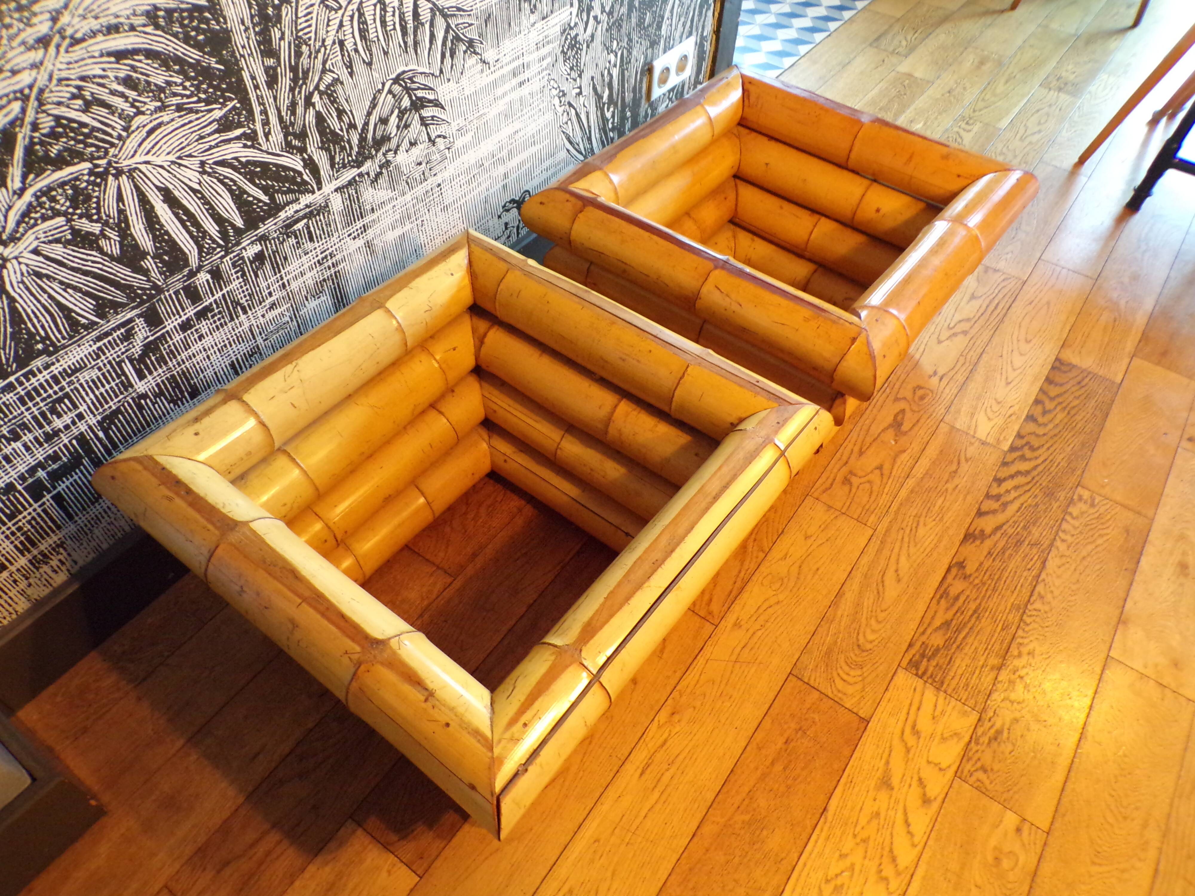 Pair of Italian bamboo planters 1950
