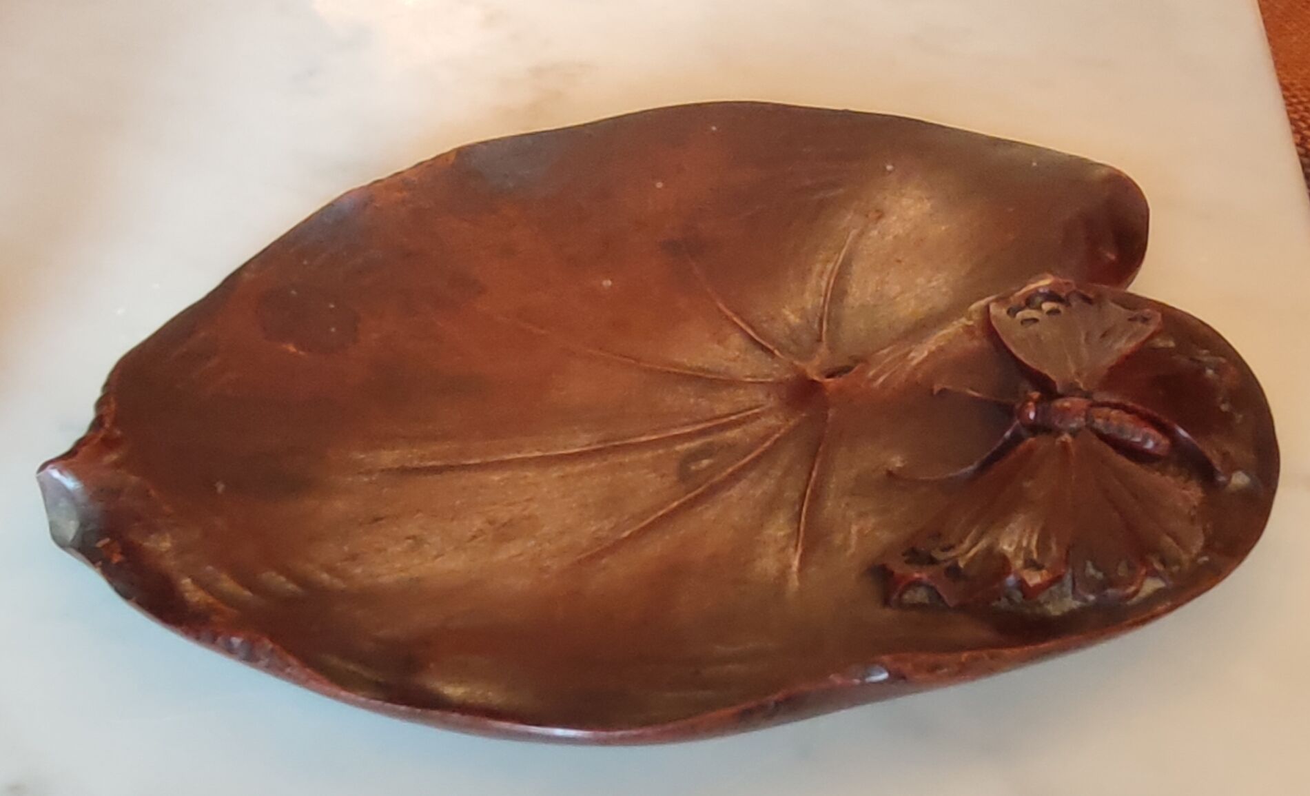 Old empty wooden pocket Art Nouveau butterfly décor