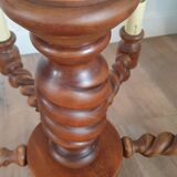 Turned wooden chandelier with 6 branches and its ceiling light