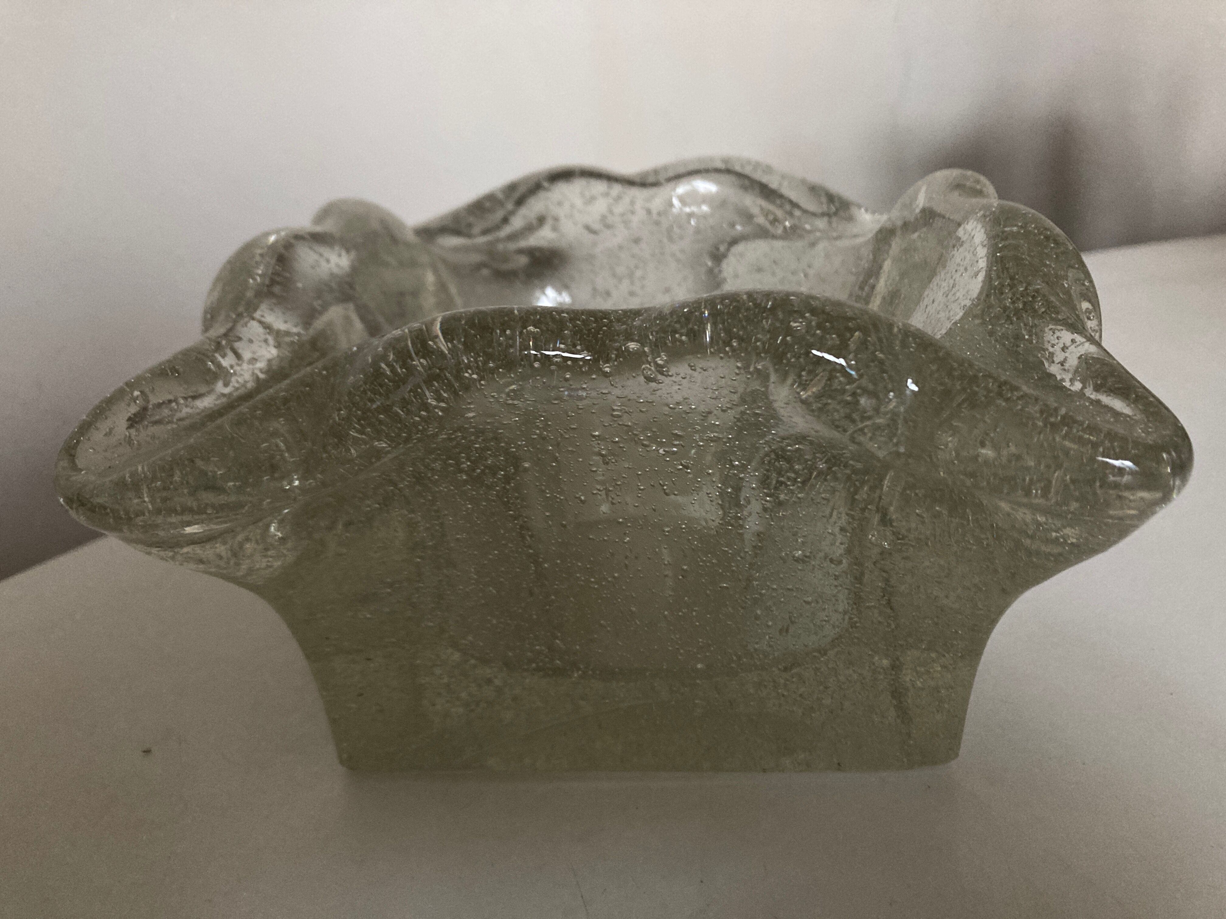 Cendrier massif en verre soufflé travail italien 1960