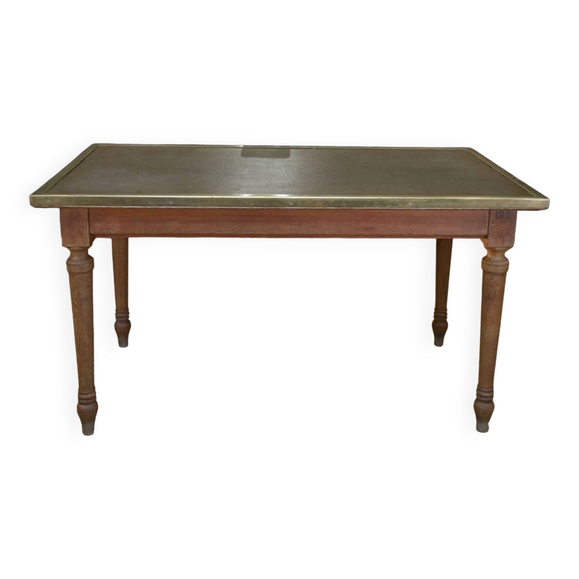 Oak and brass dining table Banque de France 1900