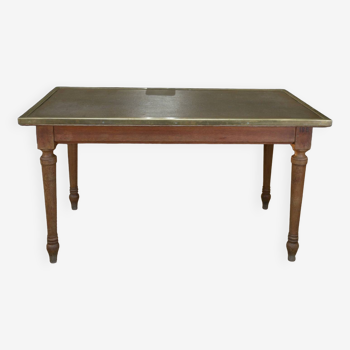 Table à manger  en chêne et laiton Banque de France 1900