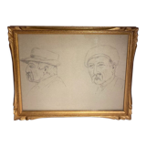 Tableau ancien, portraits, milieu XX siècle