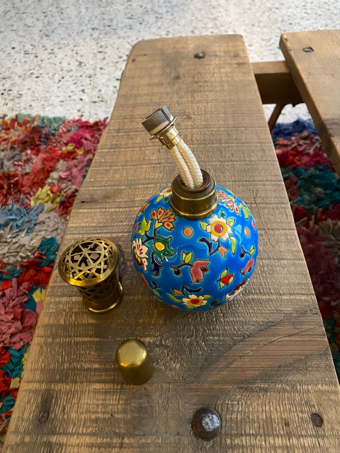 Berger lamp in enamels by Longwy LY Sévigné