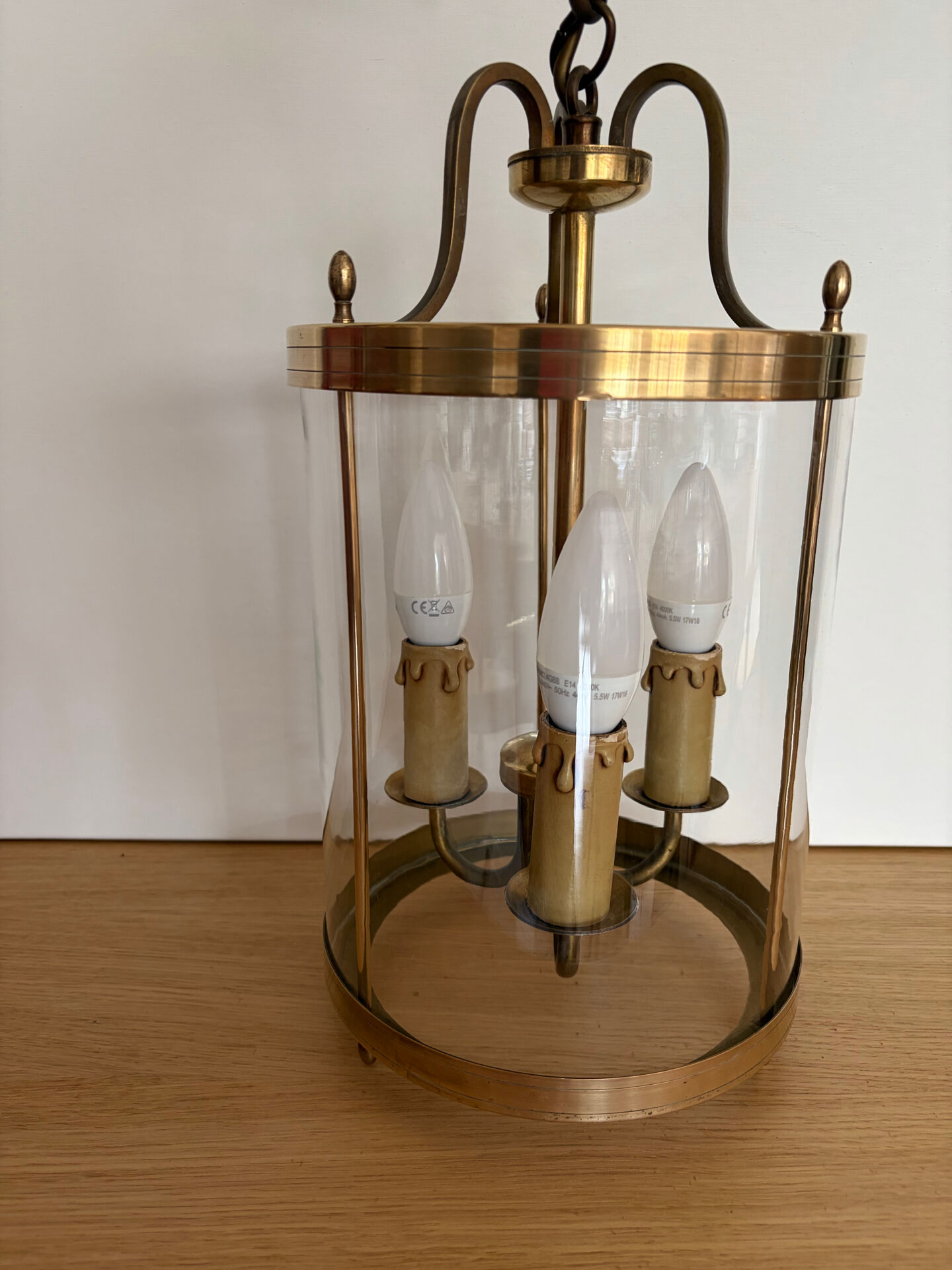 Brass and glass pendant light